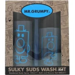 Mr. Men & Little Miss Mr. Grumpy Old Suds Wash Kit Confezione Regalo 150ml Deodorante Spray + 200ml Bagnoschiuma E Gel Doccia