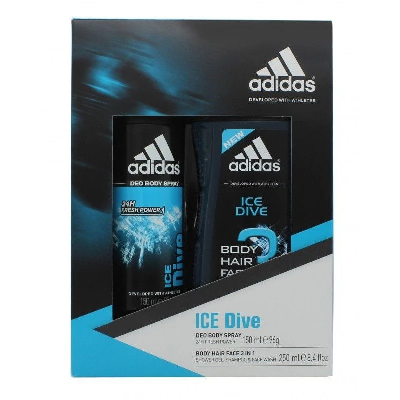 Adidas Ice Dive Confezione Regalo 150ml Deodorant Body Spray + 250ml Gel Doccia