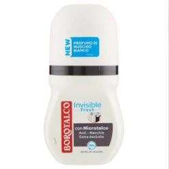 Borotalco Invisible Fresh Deo Roll On Profumo Di Muschio Bianco 0% Alcool 50 Ml