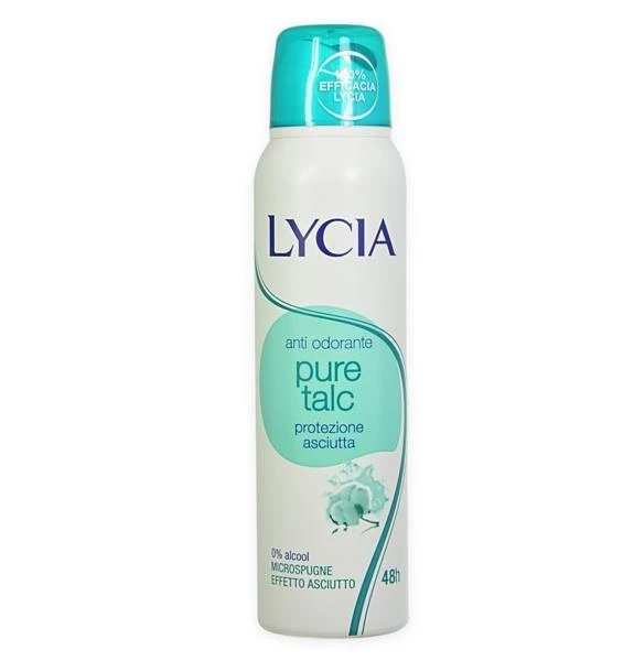 Lycia Pure Talc Deodorante Spray Anti Odorante Protezione Asciutta 150 Ml 1 Lycia Pure Talc Deodorante Spray Anti Odorante Protezione Asciutta 150 Ml
